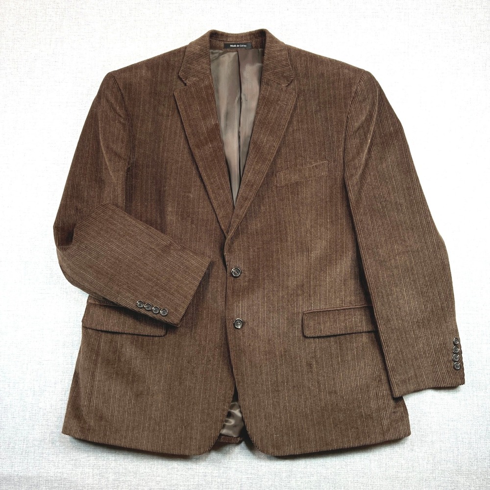 Chaps‎ Brown Fine Wale Corduroy Sport Coat Blazer Men 46R Classic Academia Prep